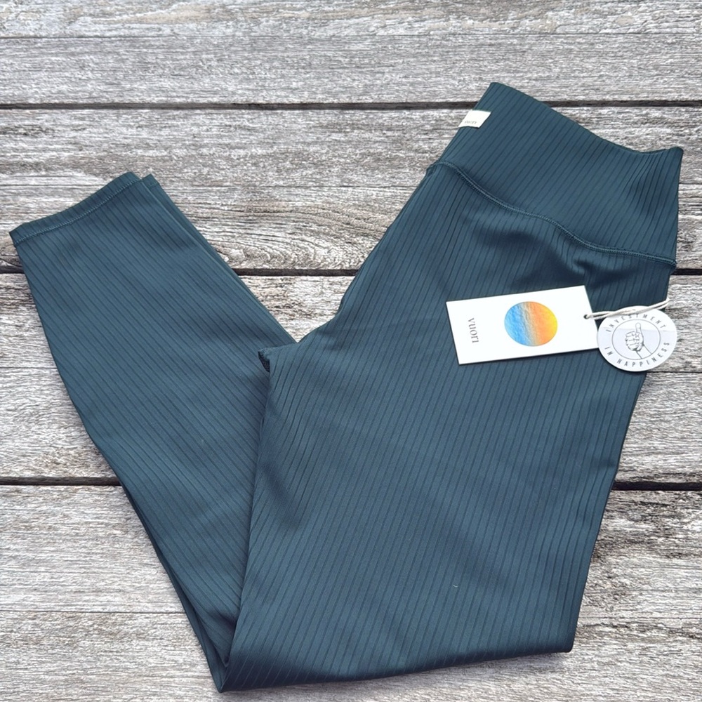Vuori Ribbed Leggings in Dark Teal